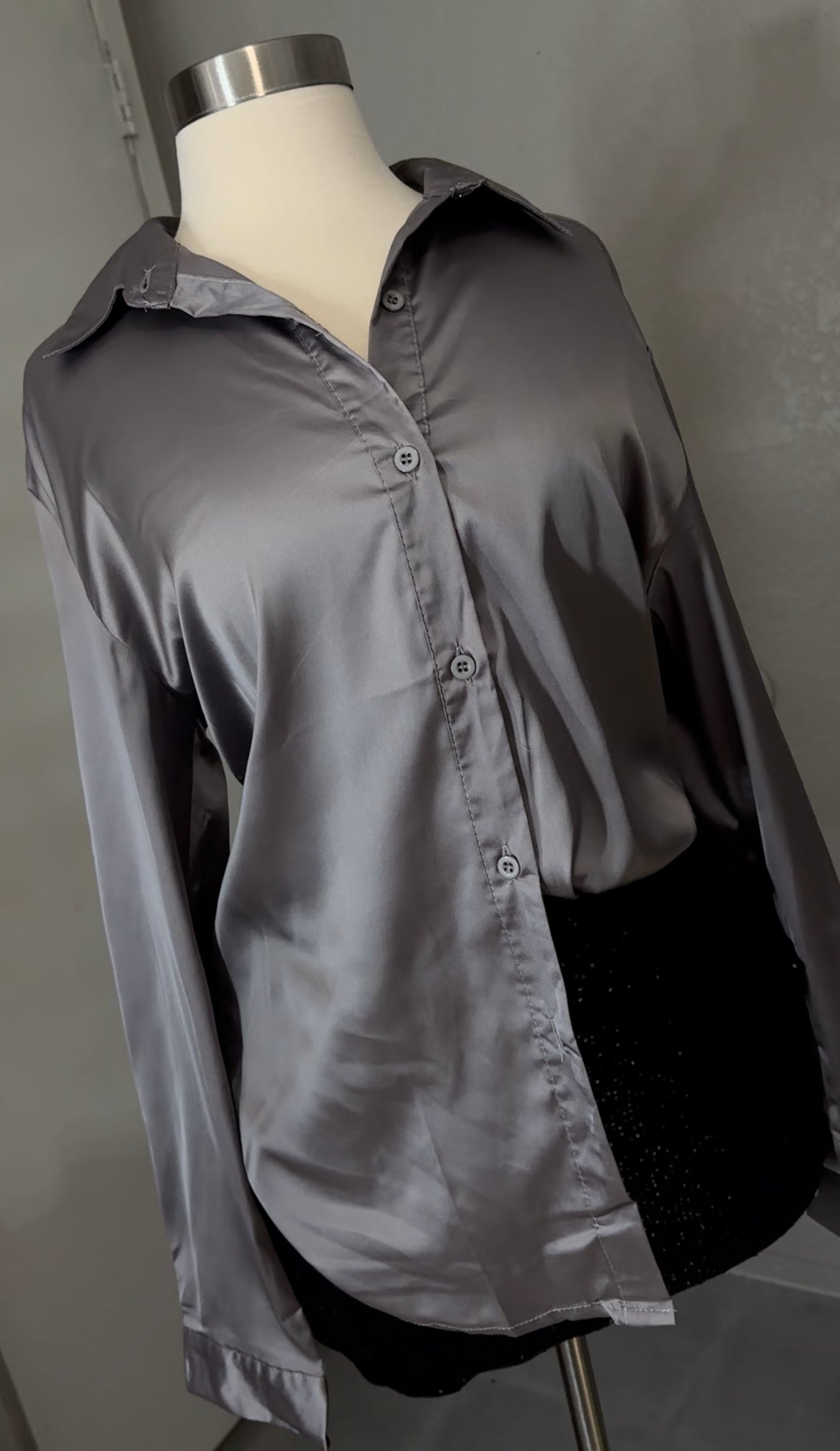 Silver Satin Top